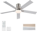 52 in Ceiling Fan with Lights and Remote - Low Profile Brushed Nickel