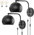 Dimmable Wall Sconces Set of 2 - Plug-in Swing Arm Bedside Lights