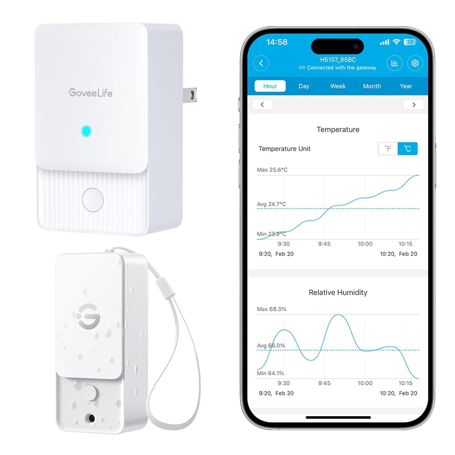 GoveeLife Wi-Fi Gateway Thermometer Hygrometer for Home Use
