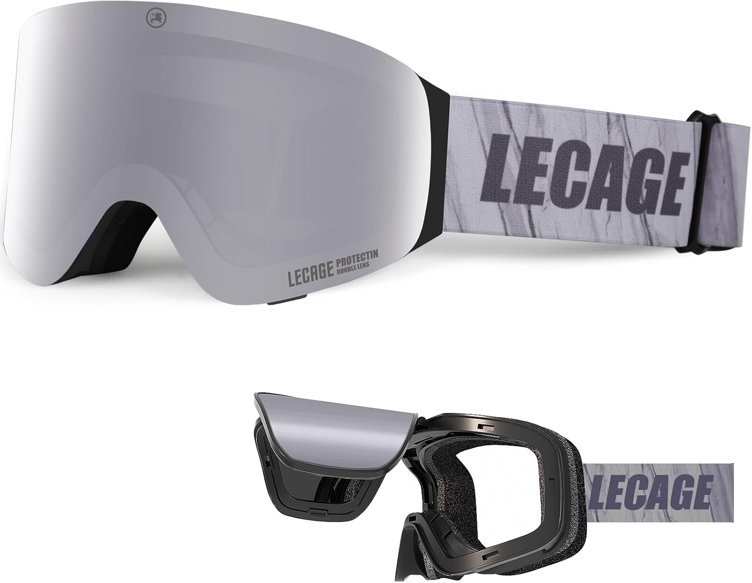 Frameless Flip-Up Ski Goggles with Magnetic Interchangeable Lens