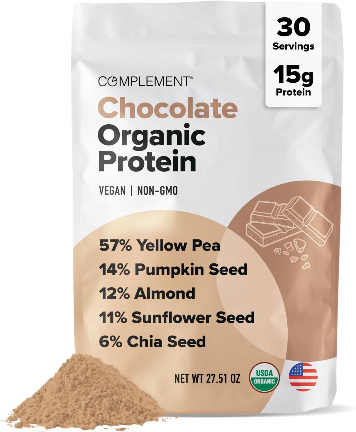 Complement Organic Chocolate Vegan Protein Powder for Health
