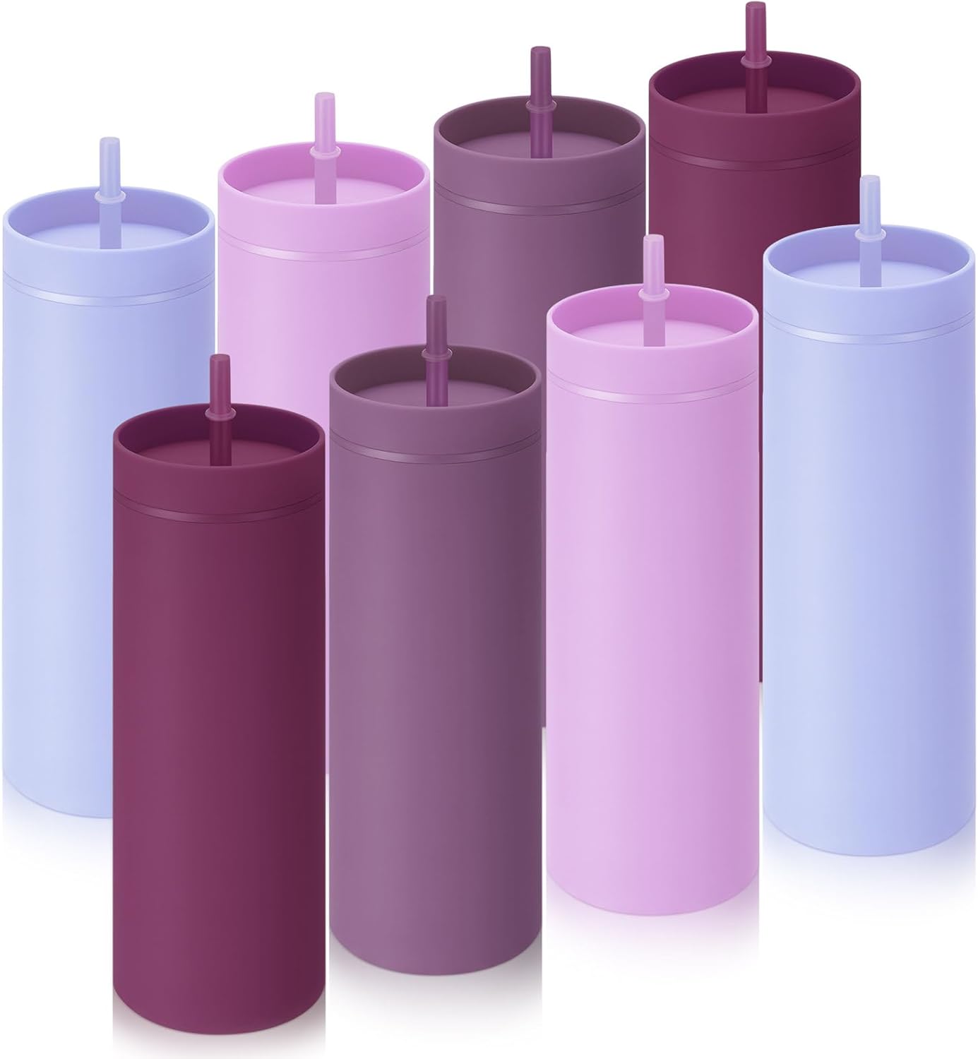 Baderke 8 Pcs 16 oz Skinny Tumblers for Stylish Drinks