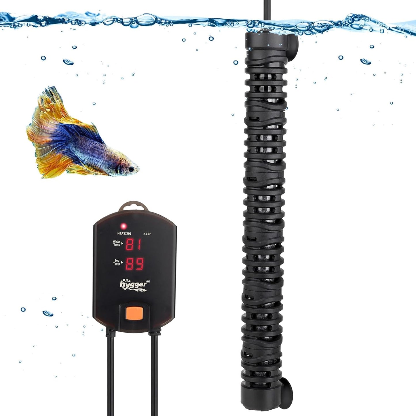 Hygger 800W Submersible Aquarium Heater - LED Display, 80-220 Gallon Tanks