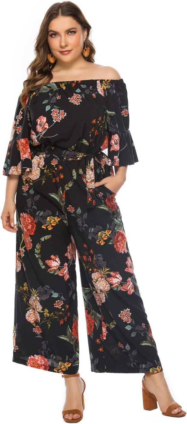Floral Off Shoulder Wide Leg Jumpsuit for Women 2025 Style