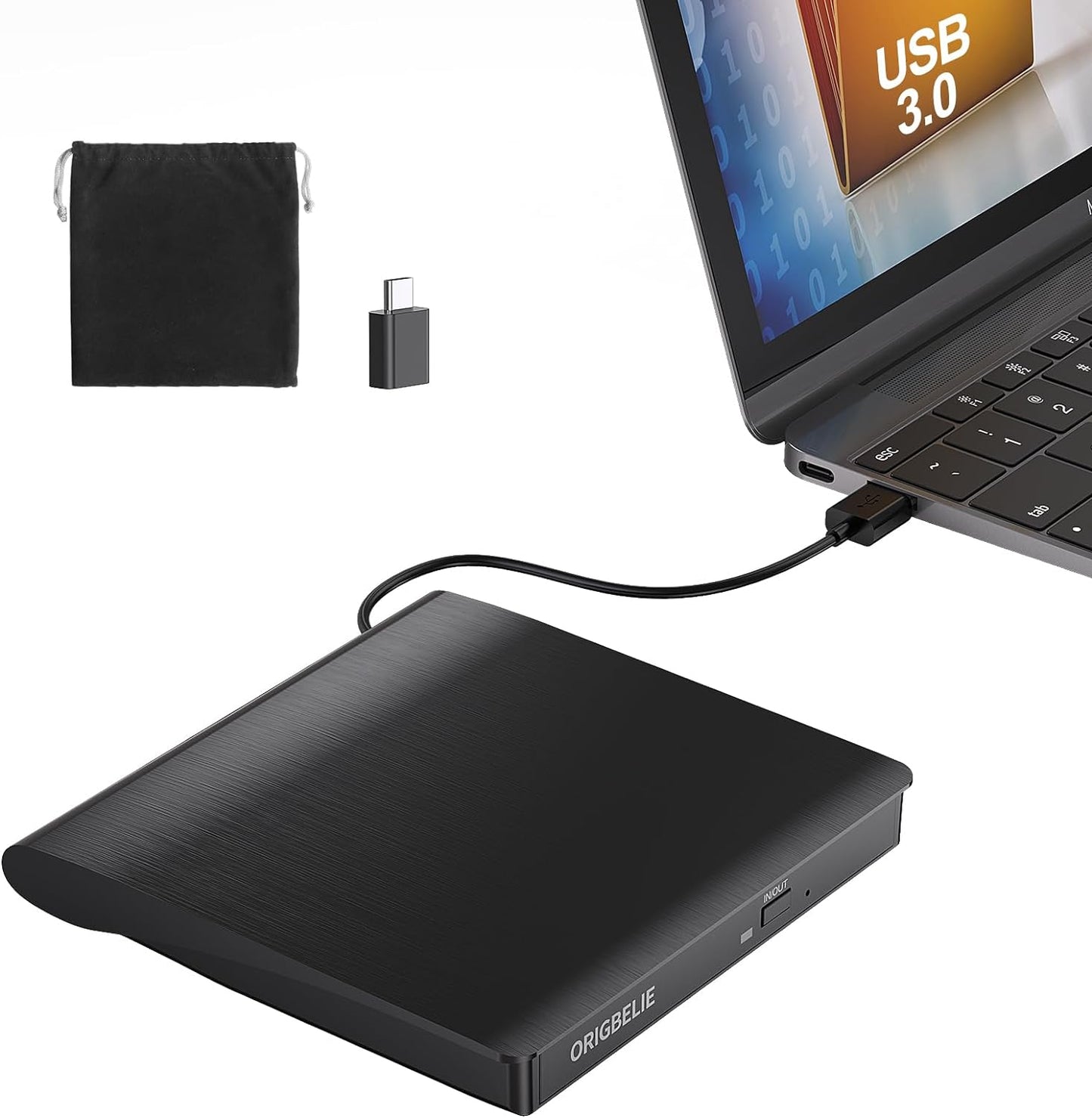 Portable USB 3.0 CD/DVD Drive - ORIGBELIE