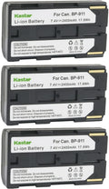 Kastar 3-Pack BP-911 BP-915 7.2V 2400mAh Camera Batteries - Longer