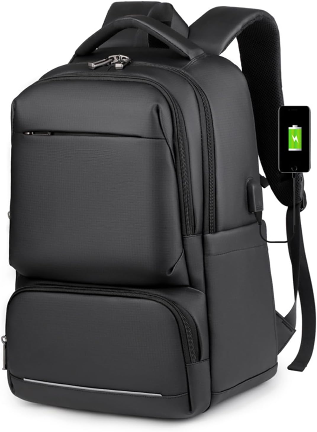 Premium PU Leather Laptop Backpack with USB Charging Port