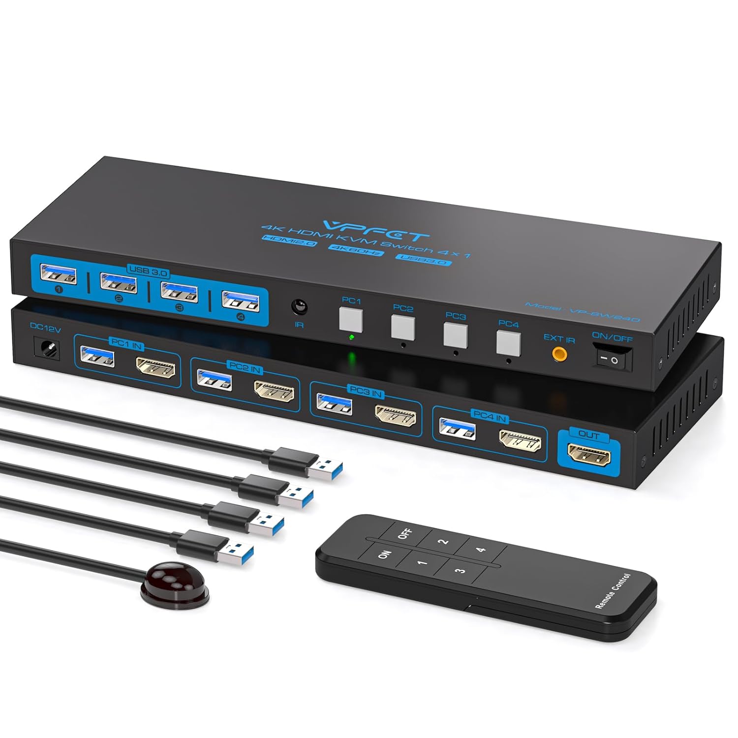 HDMI KVM Switch for 4 Computers and 1 Monitor with USB 3.0