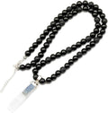 Natural Raw Tourmaline Pendant Black Onyx Beaded Necklace (Style DJB6)