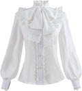 Nuoqi Victorian Blouse Womens Gothic Shirt Vintage Lotus Ruffle Tops