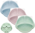 Silicone Toddler Plates with Lids and Suction Base - 3 Pack