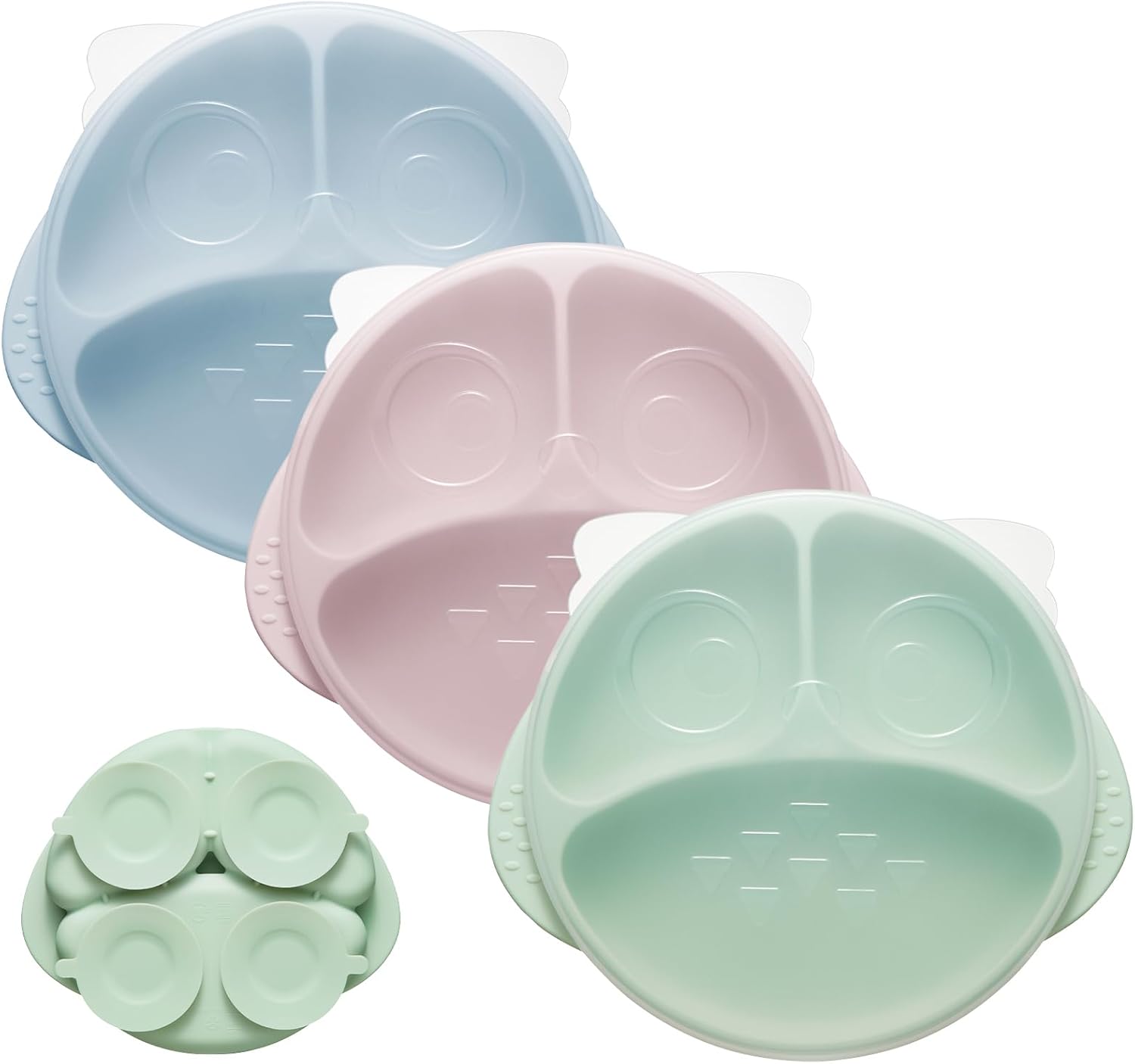bc babycare Silicone Toddler Plates with Lids for Easy Meals