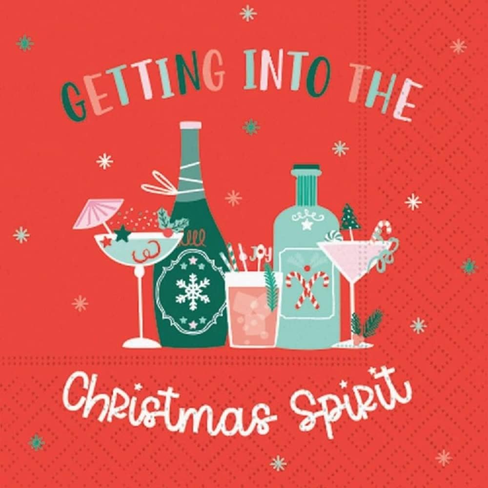 40 CT Funny Xmas Cocktail Napkins - Getting Into The Spirits!
