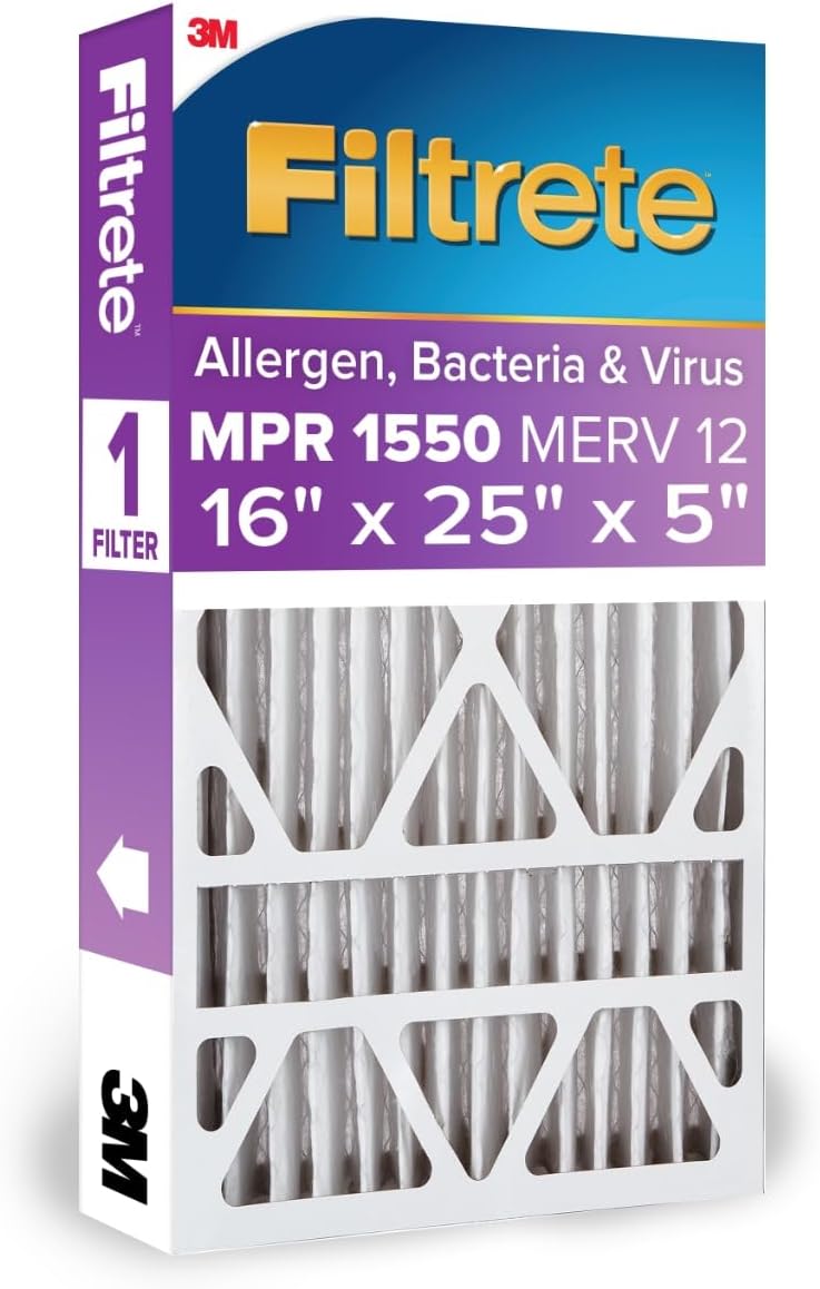 Filtrete 16x25x5 AC Furnace Air Filter for Clean Air Quality