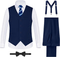 Boys' Formal Suits Set with Suspenders - Complete 6-Piece Look