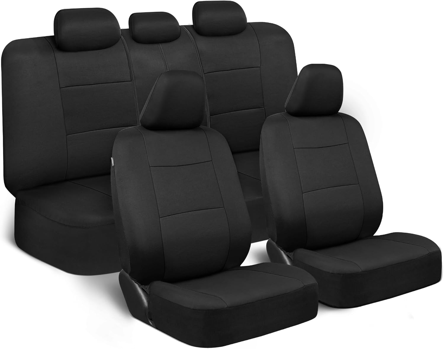 Easy Install Full Set Car Seat Covers - Solid Black