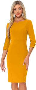Timeless 3/4 Sleeve Bodycon Dress for Women by Allegra K