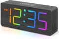 Wooden Digital Alarm Clock for Bedroom - Large Numbers & RGB