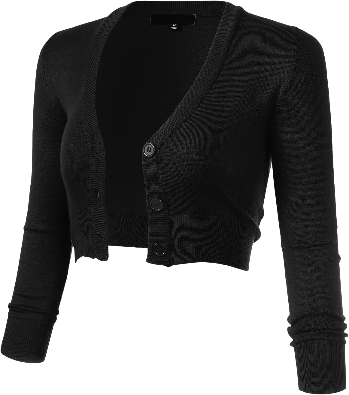 Allsense Women's 3/4 Sleeve Cropped Bolero Shrug Cardigan