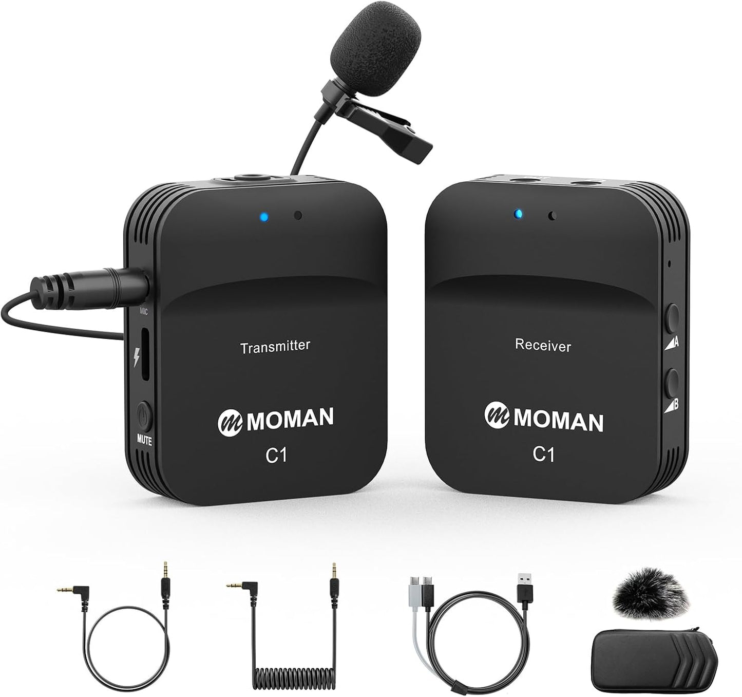 Moman Wireless Lavalier Microphone with Noise Cancellation Features