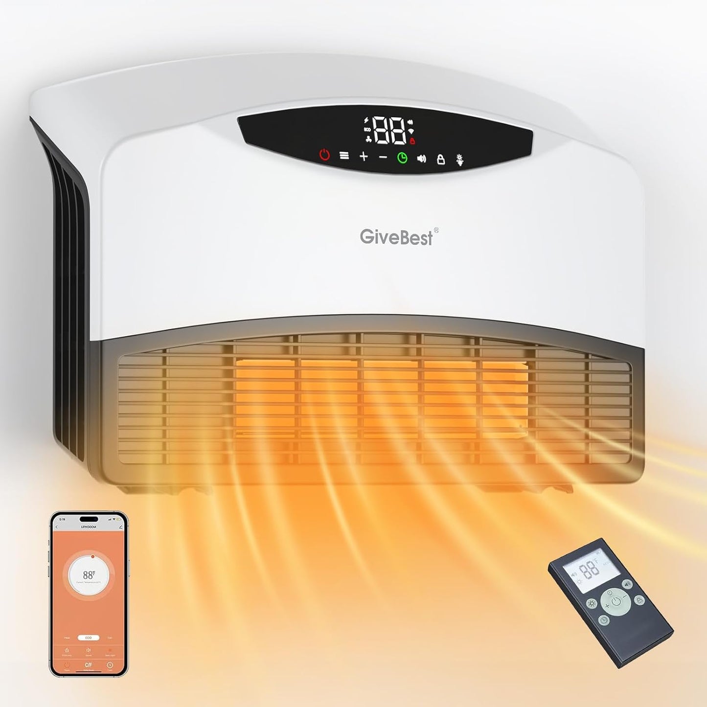 1500W Smart Wall Heater - Alexa Control, WiFi, Remote, 24H Timer