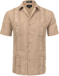 Allsense Men's Short-Sleeve Button-Down Cuban Guayabera Shirt fabric