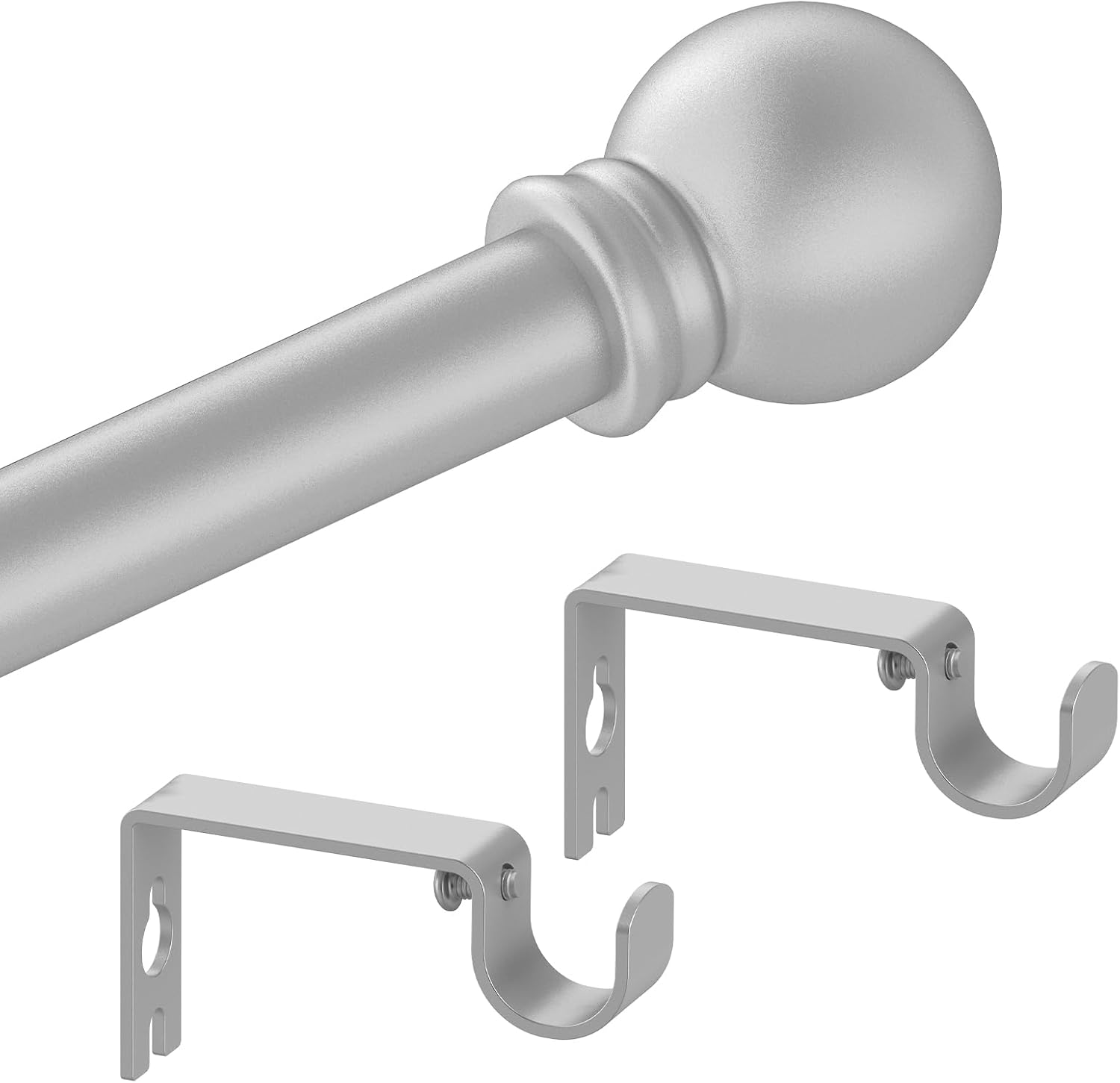 Easy Install Silver Curtain Rods 28-48 Inches