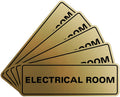 All Quality Standard Electrical Room Sign - Brushed Gold Small 5 Pack