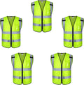 Dib Safety Vest Reflective ANSI Class 2 Hi Vis Yellow 5 Pack S