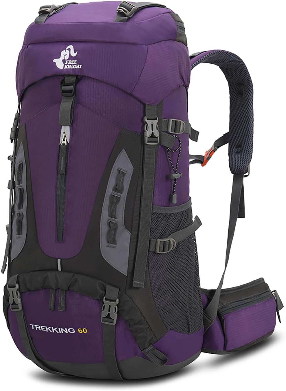 Waterproof 60L Hiking Backpack + Rain Cover - Purple