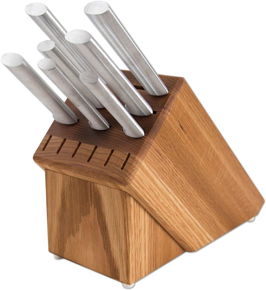 Rada Cutlery Essential Oak Block Set with Silver Handles