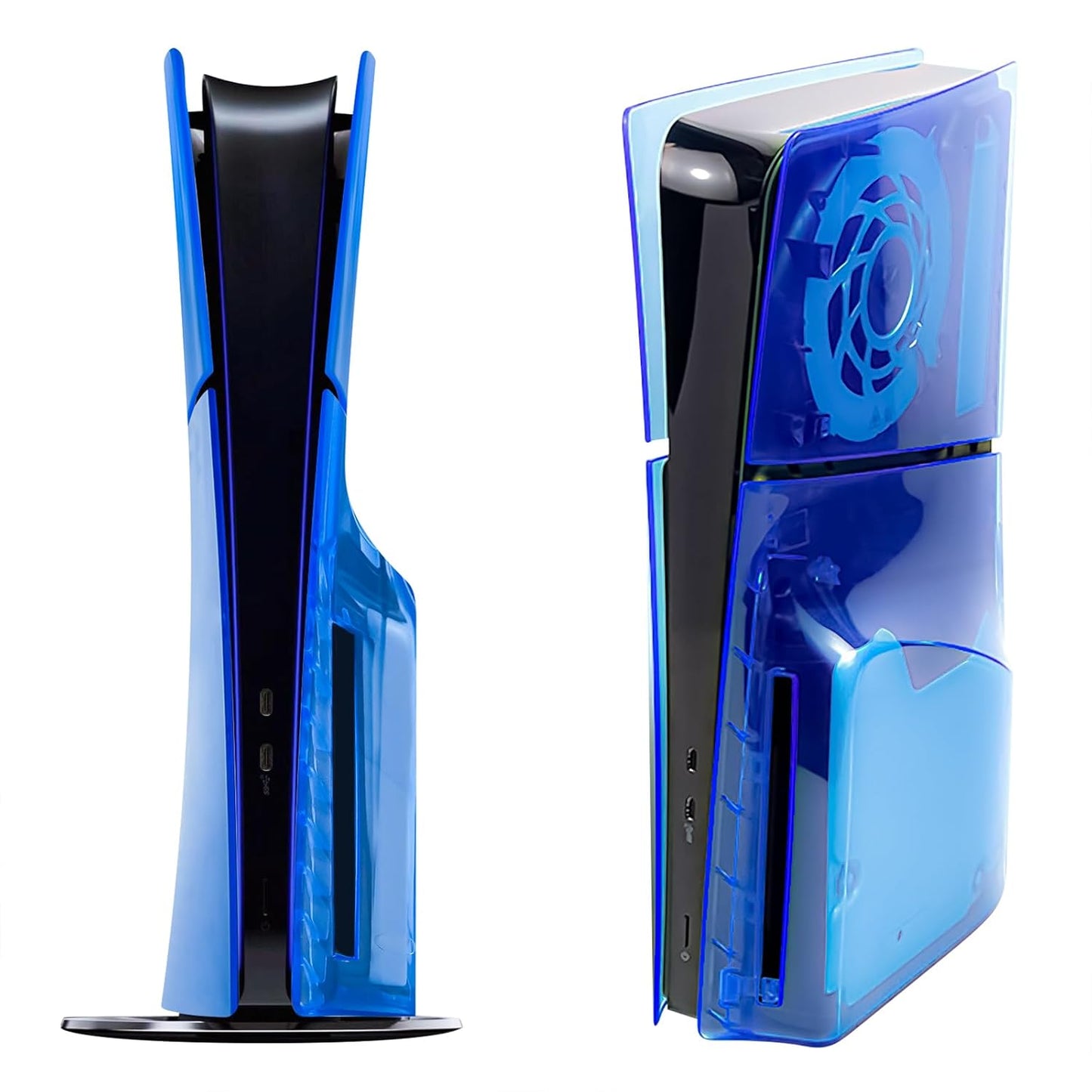 PS5 Slim Replacement Cover: Transparent Blue Shell