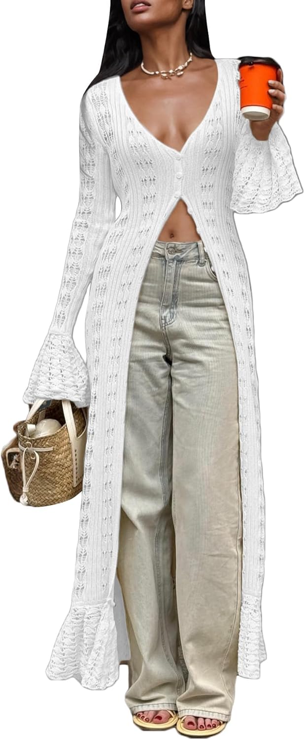 Unybwonn Long Cardigans for Women: Stylish Crochet Maxi Dress
