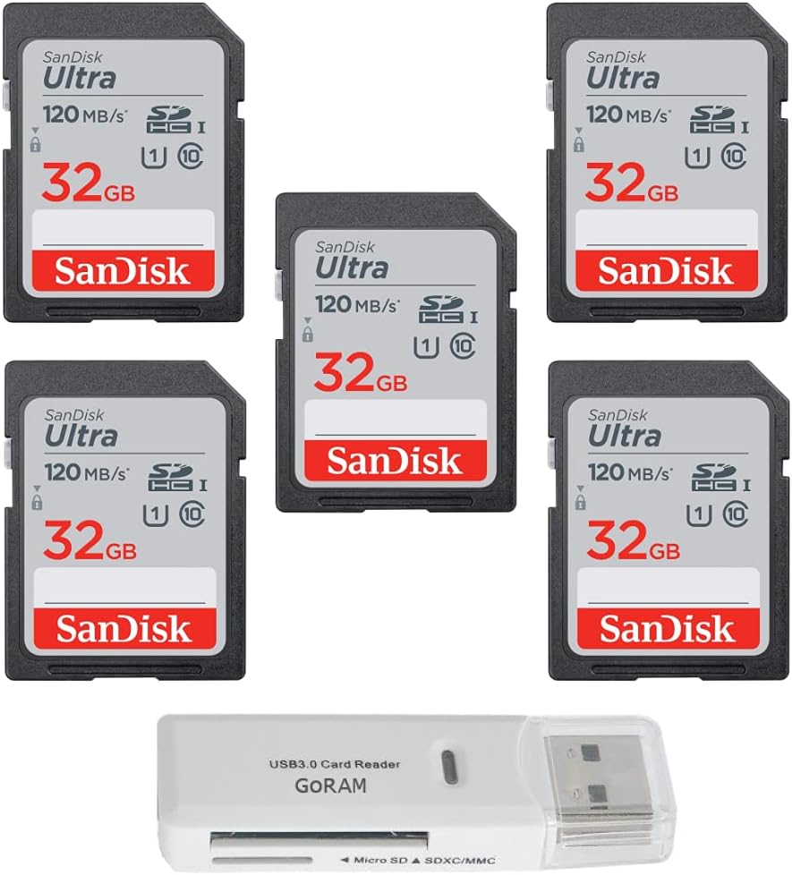 5-Pack SanDisk 32GB Ultra SD Memory Cards with USB 3.0 Reader