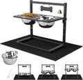 SHAINFUN Elevated Dog Bowls with Mat - Adjustable Height for Medium