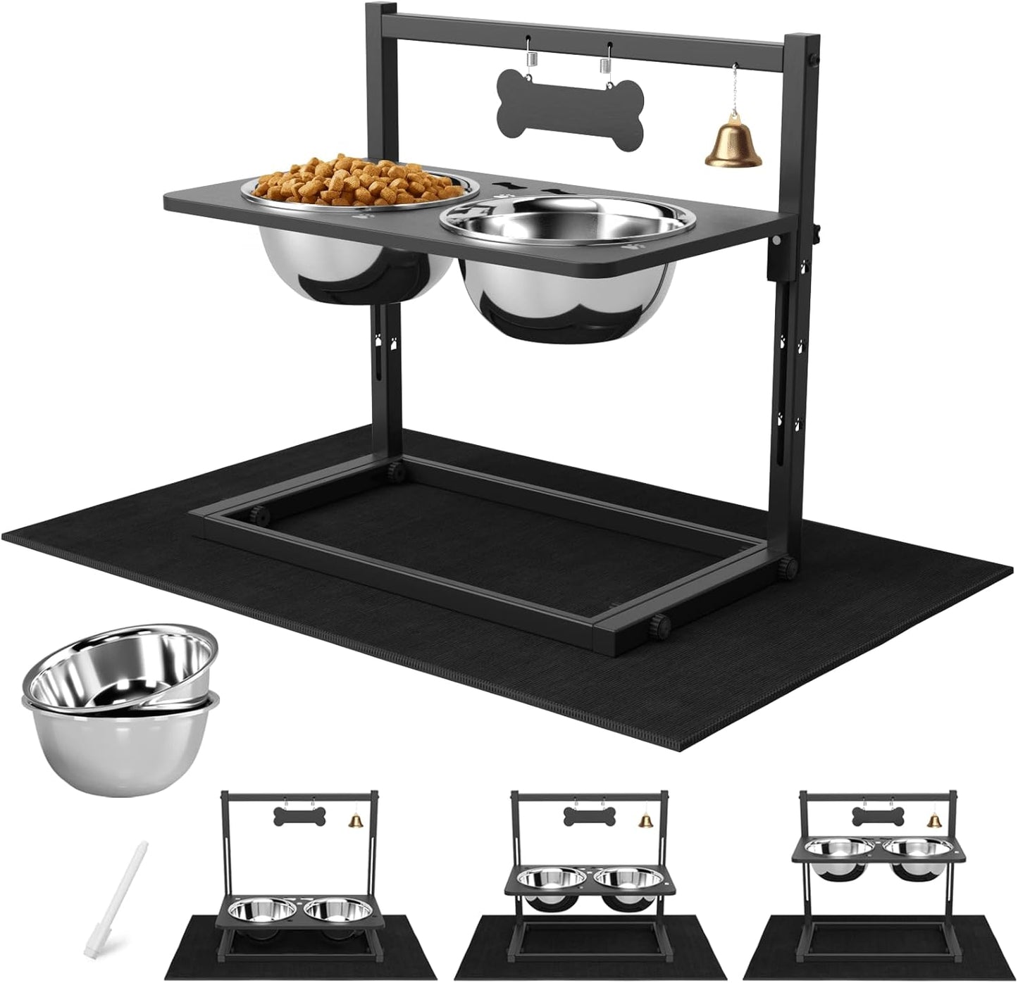 Elevated Dog Bowls with Mat for Comfortable Feeding Height