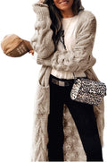 ZIWOCH Women's Long Cardigan Cable Knit Open Front - Cozy Layering 90%