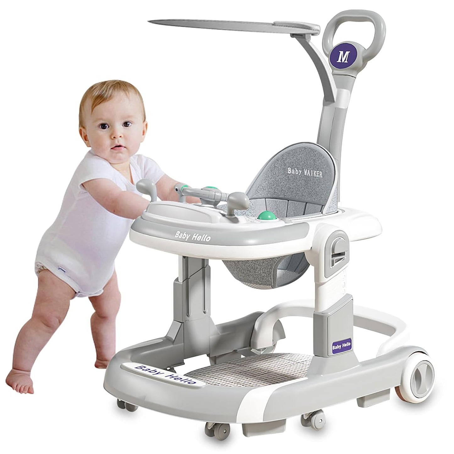 3-in-1 Foldable Baby Walker: Car-Themed Activity Center for Infants