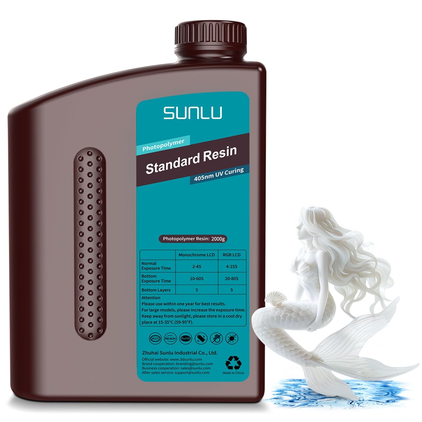 SUNLU 3D Printer Resin for LCD DLP SLA Printers, 2kg White