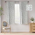 Blackout Floral Curtains 63 in Length - Printed Grey Panels