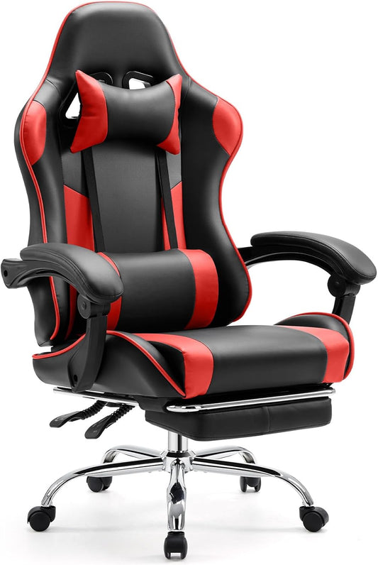 Sweetcrispy Video Game Desk Chair with Ergonomic Design and Footrest