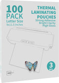 3 Mil Thermal Laminating Pouches 9x11.5 in 100 Pack - Clear, Glossy