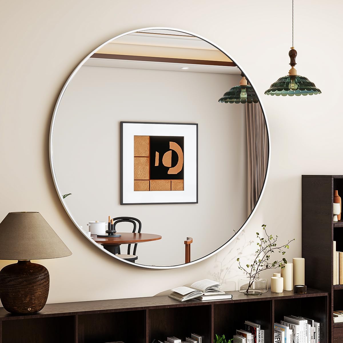 20 Inch Round Bathroom Mirror with Metal Frame for Any Room