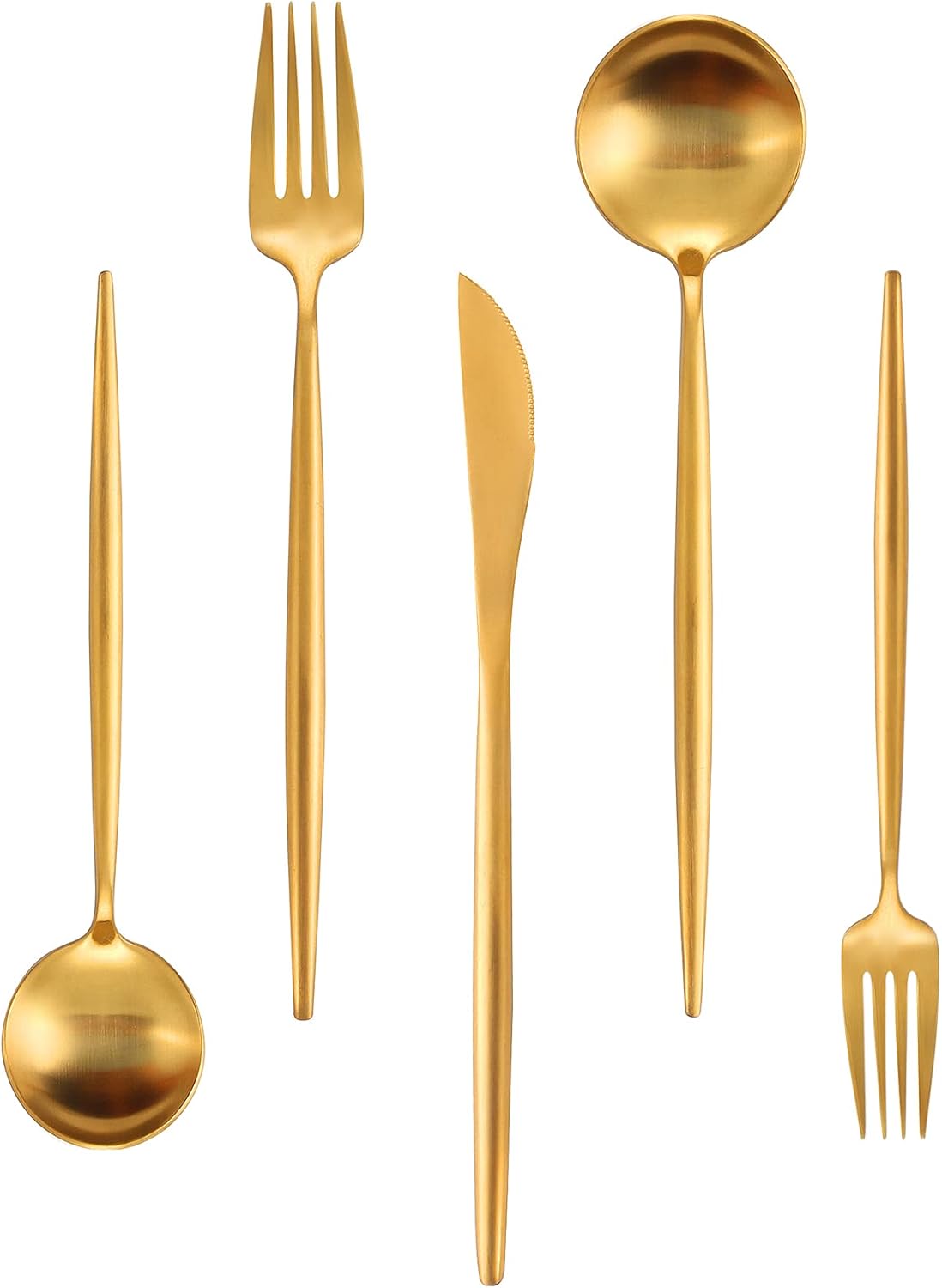 60-Piece Stainless Steel Flatware Set - Matte Gold Elegance