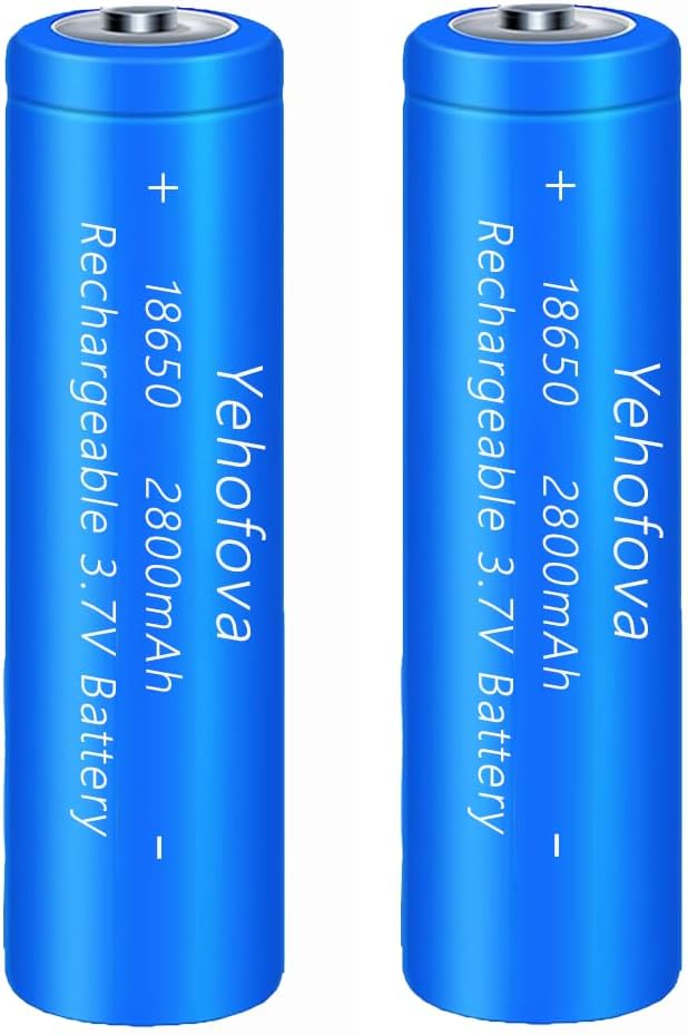 Genuine 18650 Rechargeable Battery - 3.7V Button Top for Flashlights - Blue