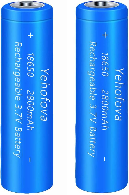 Genuine 18650 Rechargeable Battery - 3.7V Button Top for Flashlights - Blue