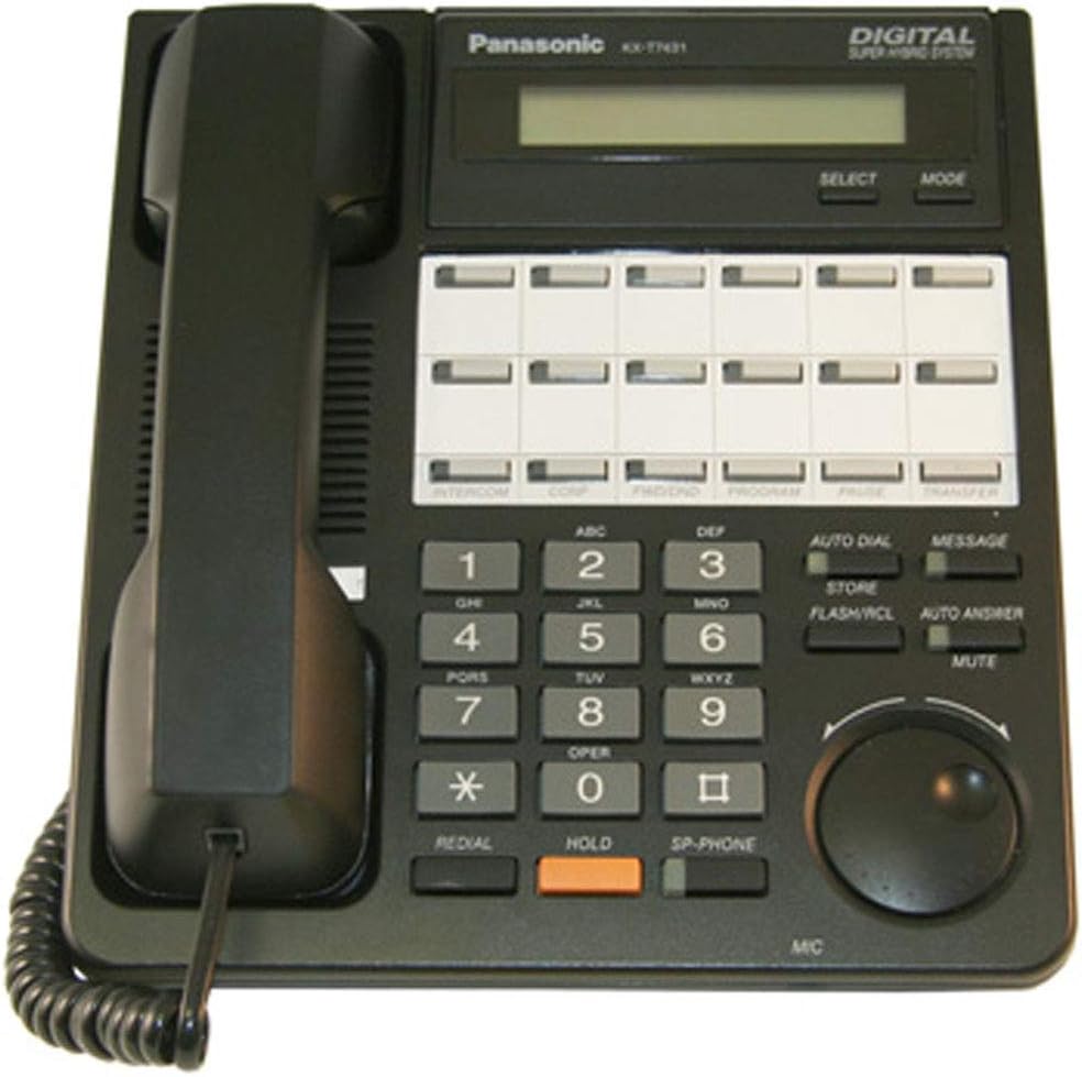 Panasonic KX-T7431 Phone Black - Reliable 1-Line LCD Display
