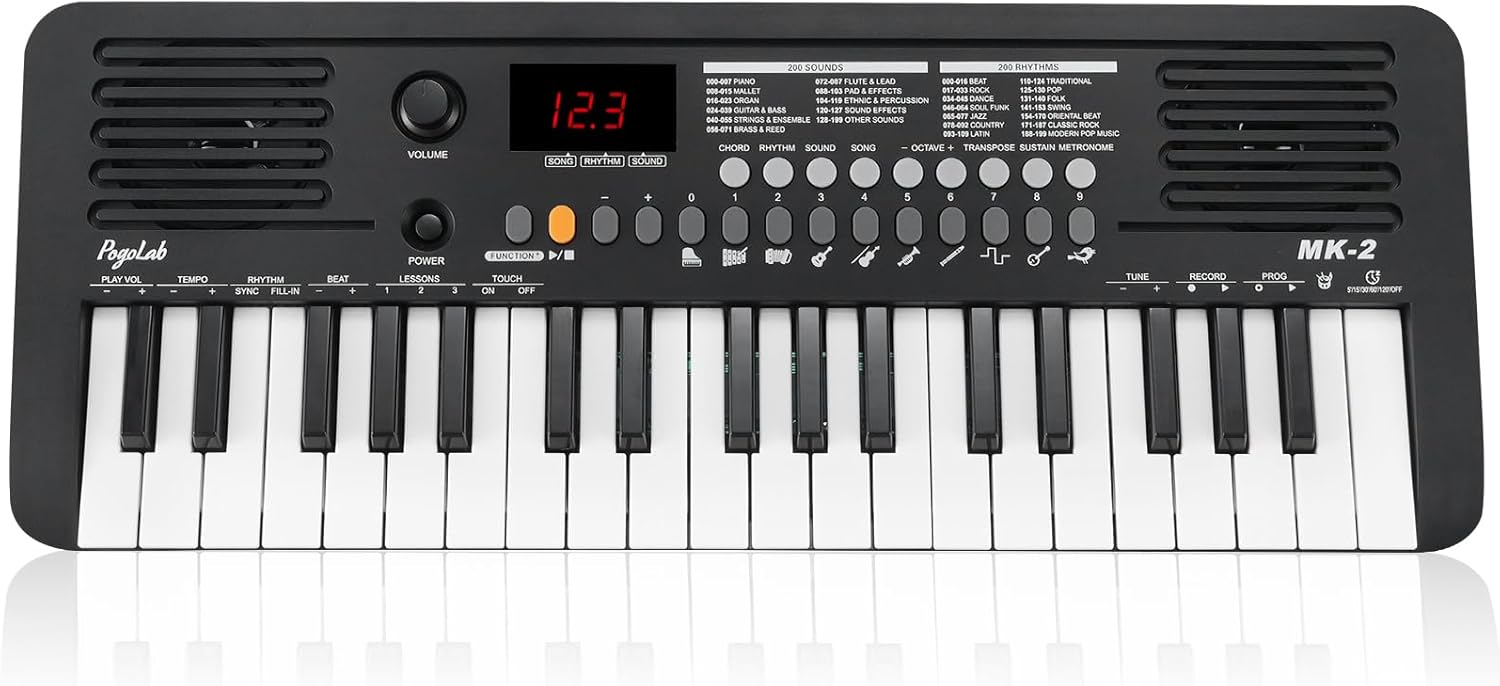 Portable Mini Keyboard Piano: 200 Sounds, 40 Songs, MIDI, LED Display
