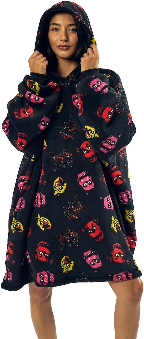 Five Nights At Freddy's Neon Character Heads Hooded Blanket