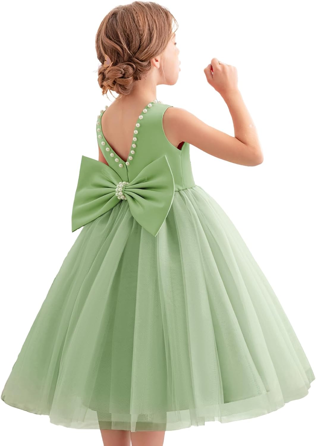Flower Girl Dress Kids Satin Tulle for Wedding and Parties